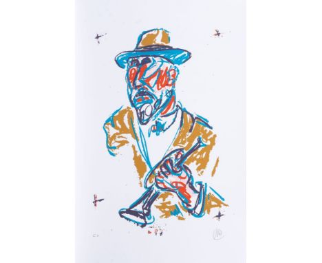 Markus Lüpertz (Liberec 1941). Jazzer. Farbsiebdruck, 98 x 58 cm, r. u. mit Bleistift monogr. ML, l. u. num. e.a., ungerahmt.
