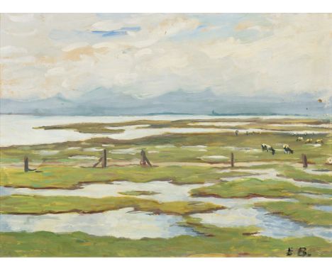 Elisabeth Büchsel (Stralsund 1867 - Stralsund 1957). Im Vorland. Öl/Karton, 39 x 51 cm, r. u. monogr. E. B. - Deutsche Landsc