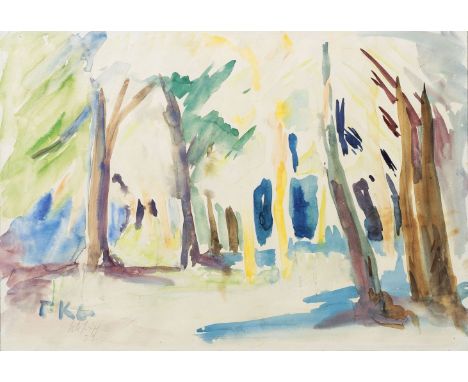 Friedrich Karl Gotsch (Pries/Kiel 1900 - Schleswig 1984). Lichter Wald. 1923. Aquarell, 34,5 x 51 cm, l. u. monogr. FKG sowie