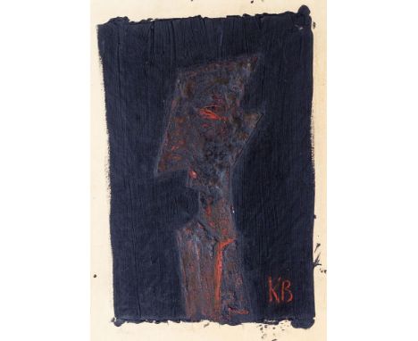 Karl Ballmer (Aarau/Schweiz 1891 - Lamone/Lugano 1958). Portrait der Ehefrau. Collage und Öl/Papier, 45,5 x 30,5 cm, r. u. mo