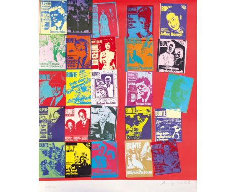 Andy Warhol (Pittsburgh 1928 - New York 1987). Magazin and History. 1983. Farbsiebdruck und Offsetlithographie, 85 x 70 cm, r