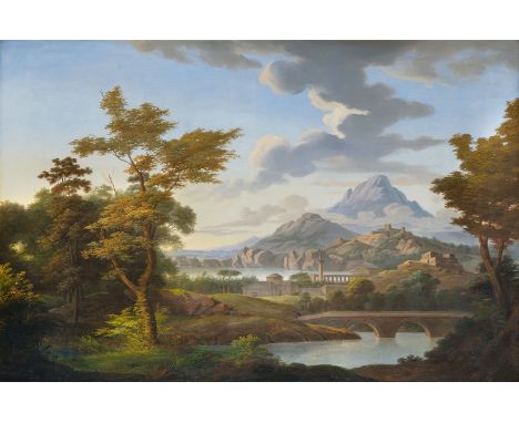 C. Kühnen tätig 19. Jh. Ideale Landschaft. Öl/Lw., 99 x 130 cm, r. u. sign. C. Kühnen p. - Deutscher Maler klassischer ideale