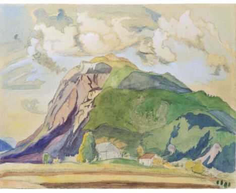 Erich Heckel (Döbeln 1883 - Radolfzell/Bodensee 1970). Der Berg. Aquarell/Bütten, 53 x 69 cm, r. u. sign. und dat. Erich Heck