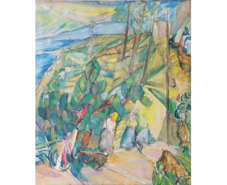 Alma del Banco (Hamburg 1863 - Hamburg 1943). Taormina. Öl/Lw., 70,5 x 60,5 cm, auf dem Keilrahmen betitelt 'Taormina'. - Der