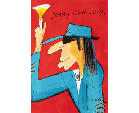 Udo Lindenberg (Gronau/Westfalen 1946). Jonny Controlletti. Mischtechnik/Bütten, 47,5 x 35,5 cm, r. u. sign. Udo Lindenberg, 