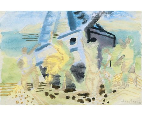 Eduard Bargheer (Hamburg 1901 - Hamburg 1979). Fischer in Sant'Angelo auf Ischia. Aquarell, 20,5 x 27,5 cm, r. u. sign. und d
