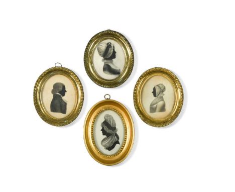 Portrait silhouette of Dirk ten Cate (1741-1822) and another thought to be of his wife Margaretha Vervelt;together with Engli