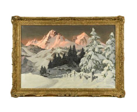 View of The Hohberggletscher, Valais Alps, Switzerlandsigned 'A. Arnegger' (lower right) and inscribed with location (to the 