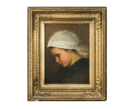 Portrait of a girl in contemplationsigned 'Fritz Paulsen' (lower right)oil on canvas19 x 14cm30.5 x 25cm framedThe painting i