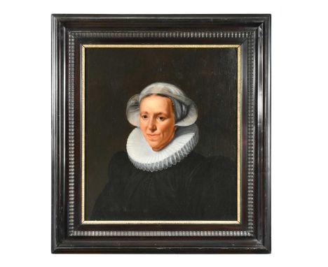 Portrait of a lady in black with a lace cap and ruffinscribed 'Aeta: 58. A.o 1622' (upper right)oil on panel61 x 54cmProvenan