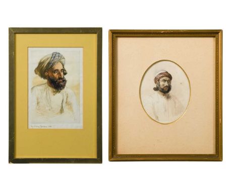 Portrait study of Ahmad Khaninscribed 'Cabool [Kabul] Horse Merchant, 5th August 1861' watercolour and pencil on paper17.2 x 