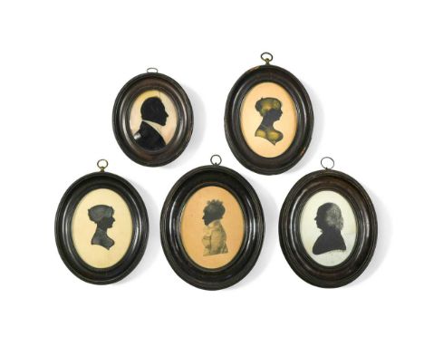 Portrait silhouette of a gentlemansigned 'by Charles R.A' (lower right)painted on paper 8.5 x 6cm;together with four other si