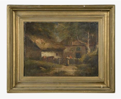 Figures conversing by a cottage gatesigned or inscribed and dated 'G Morland/ 1792' (lower right)oil on canvas29.5 x 41cmThe 