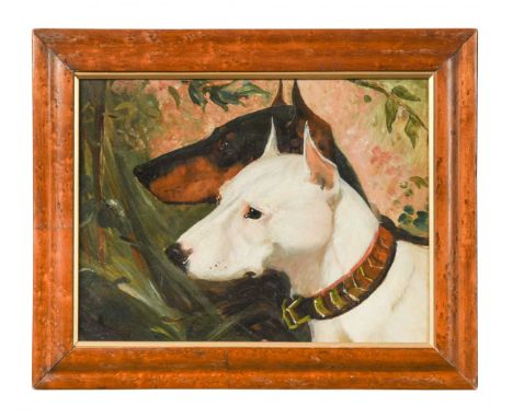 Bull Terriersinscribed '(? E 859)' (lower left)oil on board21.5 x 29cm29.5 x 37cm framedThe painting is executed in oil on an