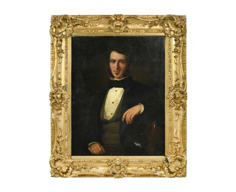 Portrait of a gentleman, half-length, seated, in black jacket and black neck tieoil on canvas89 x 69cm121 x 99.5cm framedThe 