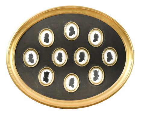 Ten portrait silhouettes of the Brown familyone inscribed 'Mrs Brown' and two 'Tho.s Brown' eight with labels for 'J Miers Le