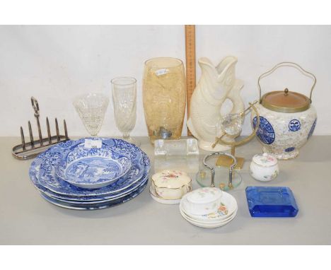 Mixed Lot: Quantity of Copeland Spode blue Italian table wares, glass ashtrays, biscuit barrel etc