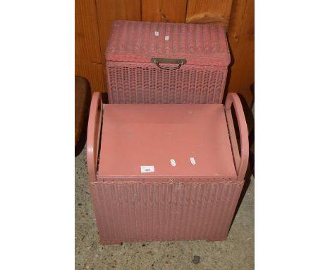 A Lloyd Loom linen box and stool