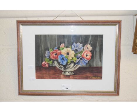 Blyth, still life study of anemones, watercolour, framed and glazed