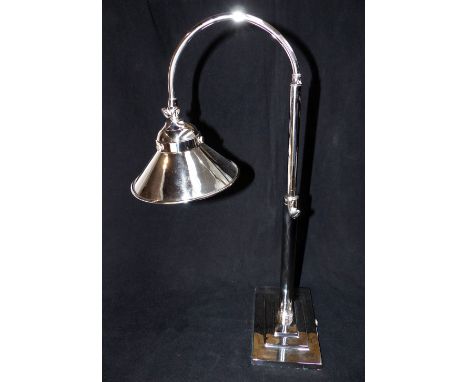 Art Deco style desk lamp on stepped rectangular base, 56cm h