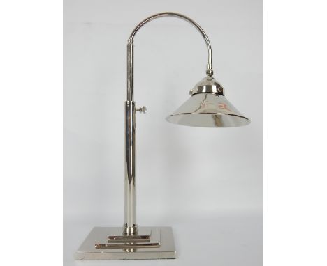 A nickel plated Art Deco style desk lamp.