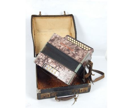 Hohner Club II button accordion, circa 1950, original case.