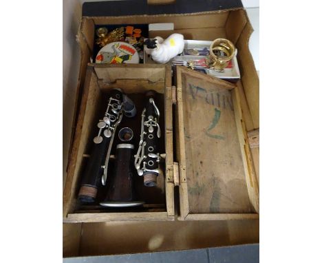 Tray of assorted including a clarinet etc.