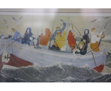 Print 'The Fishing Party', signed in pencil by Robert Olley, limited edition, 10/500