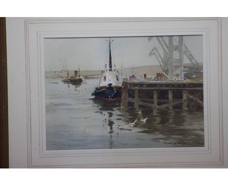 Thomas Wilkinson, Watercolour, Signed, 'Mill Dam South Shields', 25cm x 35.5cm