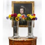 SILVER: A MASSIVE PAIR OF LATE 19TH CENTURY GERMAN SILVER CATHEDRAL VASES