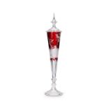 A FINE 19TH CENTURY BOHEMIAN FLASHED RUBY GLASS VASE AND COVER IN THE MANNER OF FRANZ PAUL ZACH