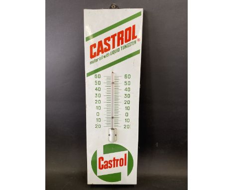 A French Castrol enamel thermometer in good condition, 9 x 30".