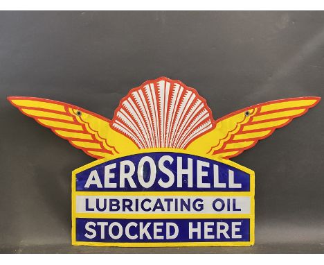 An Aeroshell Lubricating Oil double sided enamel sign with excellent gloss, amateur older retouching to the outer edges and h