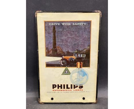 A Philips Automobile Lamps pictorial celluloid advertisement, 7 x 11 1/4" plus a Meltonian Car Polish advertisement, 11 1/4 x