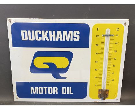 A Duckhams Motor Oil enamel thermometer by Burnham of London, in very good condition, 26 x 20". 