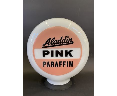 An Aladdin Pink Paraffin glass petrol pump globe by Hailware, fully stamped underneath 'Property of Shell-Mex &amp; BP Ltd Re