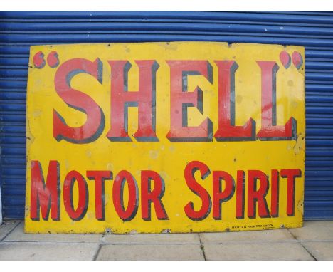 A large Shell Motor Spirit enamel sign by Bruton of Palmers Green, older amateur retouching, 72 x 48". 