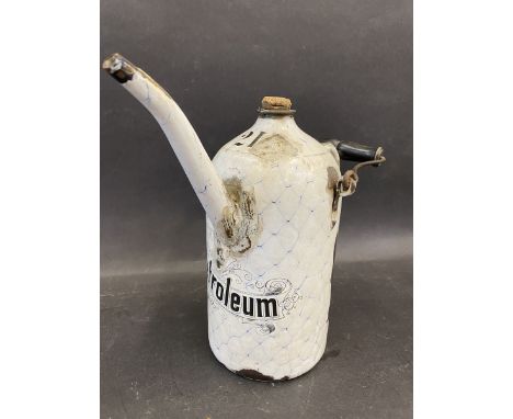 A 2-litre Petroleum enamel priming kettle of blue web design. 