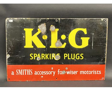 A KLG Sparking Plugs rectangular enamel sign, 22 x 14". 