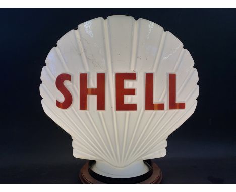 A Shell glass petrol pump globe by Hailware, fully stamped underneath 'Property of Shell-Mex &amp; BP Ltd Returnable on Deman