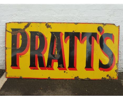 An early Pratt's rectangular enamel sign by Imperial Enamel Co, dated December 1922, 72 1/2 x 36". 