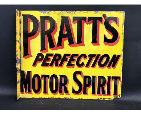 A Pratt's Perfection Motor Spirit  rectangular double sided enamel sign with reattached hanging flange, some restoration, 21 