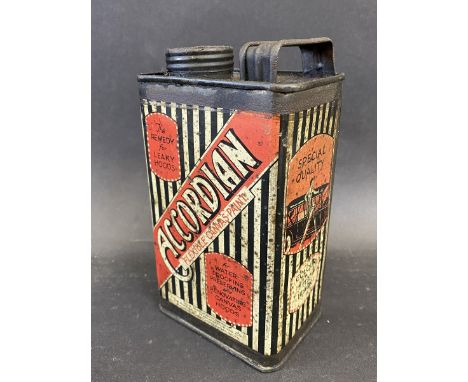 A rare Accordion Flexible Canvas Paint rectangular quart can, in good condition. 