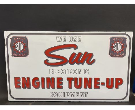 A Sun Electronic Engine Tune-Up Equipment enamel sign in excellent condition, 38 1/2 x 22". 