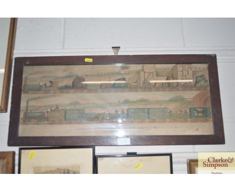 A framed and glazed print "Travelling on the Liverpool and Manchester railway 1833" Robinson Bristol