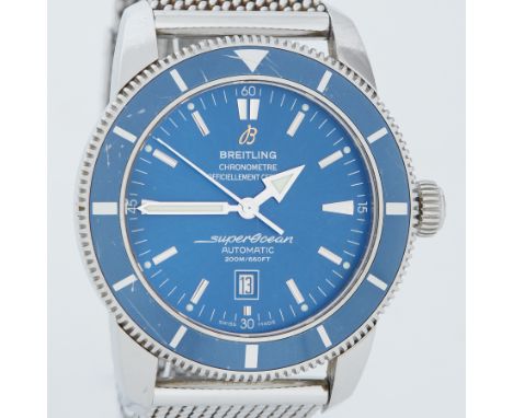 Breitling, a gents Breitling chronometer Super Ocean Heritage 46 automatic wristwatch, date window, blue baton/bezel & dial, 