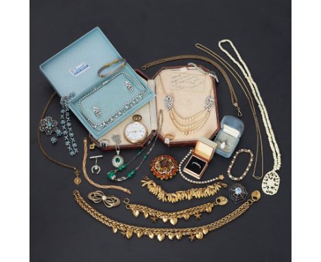 A selection of period &amp; modern quality costume jewellery to include Lotus faux pearls, paste stone set earring &amp; neck