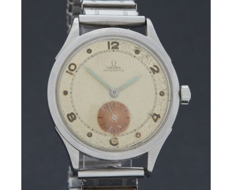 Omega, a vintage Omega automatic self winding 'bumper' wristwatch, case size approx. 35mm on a stretch bracelet, currently wo