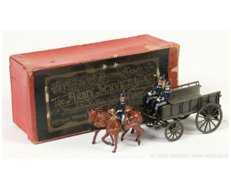 Britains - Set 146 - Royal Army Service Corps Wagon [1920 version], comprising: 2 Horse Team at the Walk in Light Harness, Dr