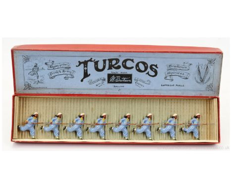 Britains - Set 191 - Turcos, [1915 version - 1930's Issue], comprising: 8 x Charging Turcos with Fixed Bayonets in Grey/Blue 